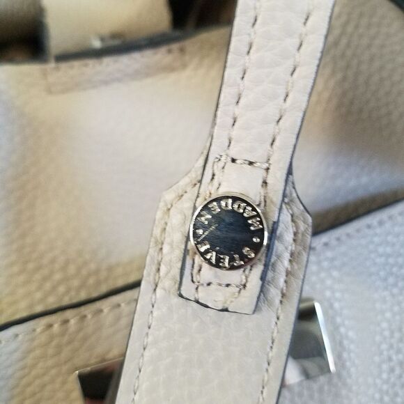 Steve Madden Taupe Grey Hobo Tote Shoulder Bag Top Handle Convertible Purse - Picture 3 of 9